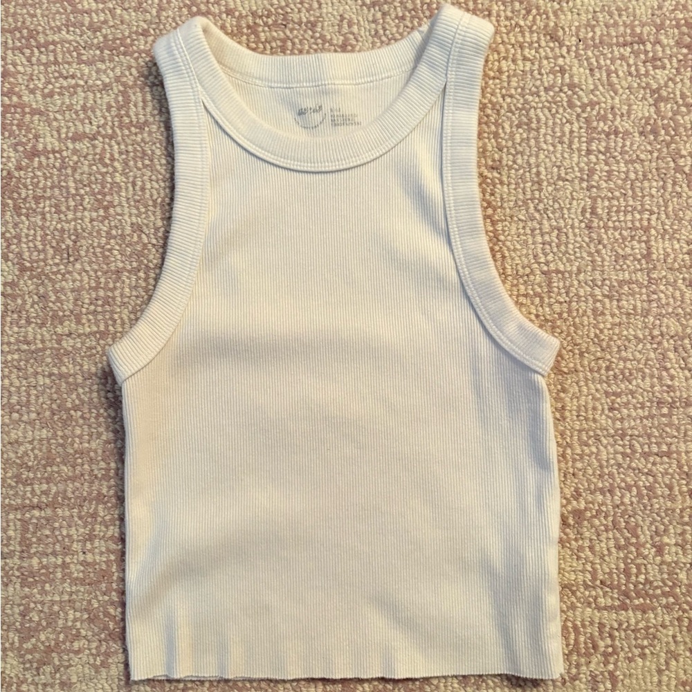 White Ribbed Tank Top